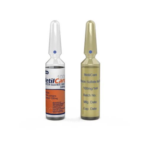 Injection de Sulfate de Netilmicine (1 impression de flacon céramique et 1 étiquetage de flacon)