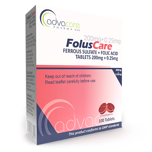 Ferrous Sulfate + Folic Acid Tablets (box of 100 tablets)
