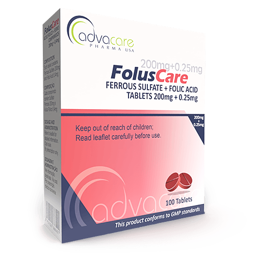 Ferrous Sulfate + Folic Acid Tablets (box of 100 tablets)