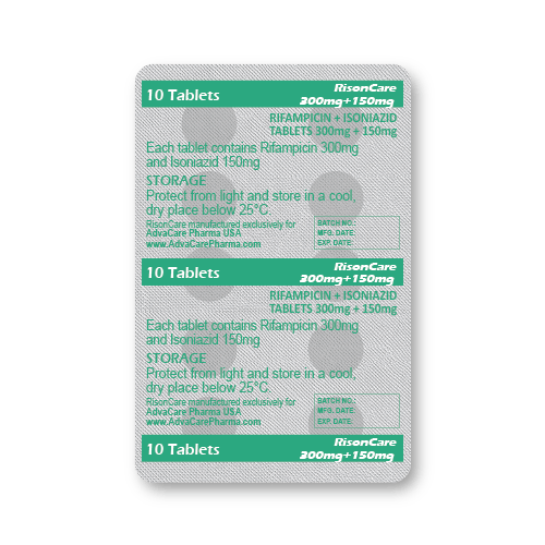 Comprimés de Rifampicine + Isoniazide (blister de 10 comprimés)
