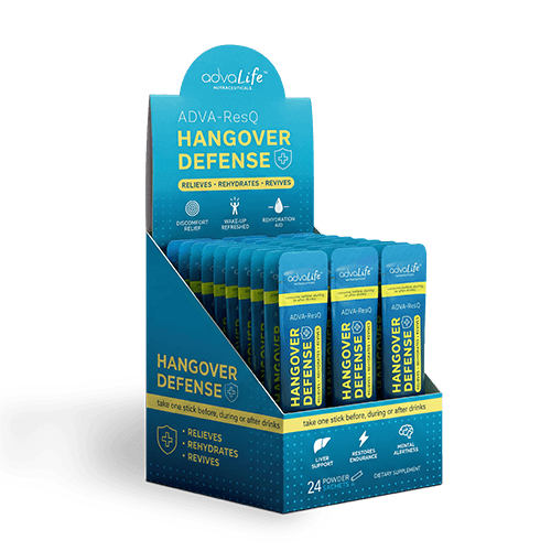 Hangover Supplement (AdvaLife Adva-ResQ anti-hangover powder with DHM, NAC and Taurine for effective liver detox.)