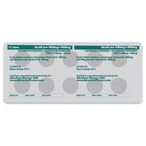 Aluminum Hydroxide + Magnesium Hydroxide Tablets (blister of 10 tablets)