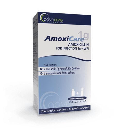 Amoxicilina con agua para inyección (caja de 1 frasco)