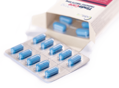 Capsules pharmaceutiques AdvaCare Pharma sous blister et boîte.