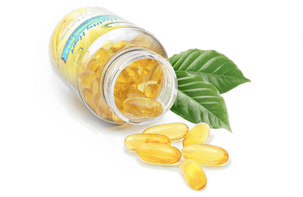Capsules de compléments alimentaires AdvaLife Omega-3 fabriquées par AdvaCare Pharma.