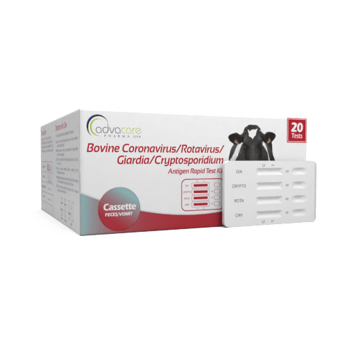Bovine Coronavirus - Rotavirus - Giardia - Cryptosporidium 4-Combo Test Kit (box of 20 diagnostic tests)