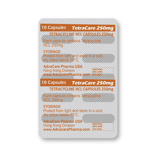 Cápsulas de Tetraciclina HCl (blíster de 10 cápsulas)