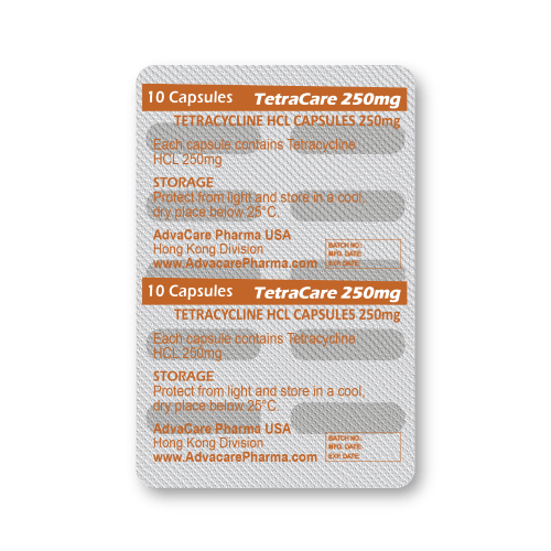 Tetraciclina HCL Cápsulas (ampolla de 10 cápsulas)