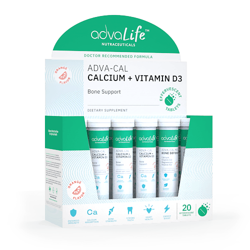 Calcium + Vitamin D3 Effervescent Tablets (box of 12 tubes)