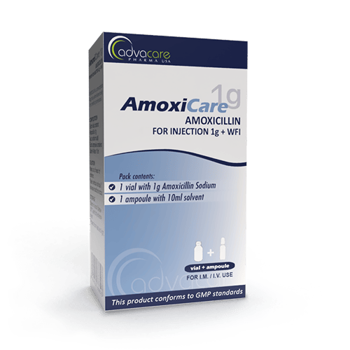 Amoxicilina sódica con agua para inyección (caja de 1 vial)