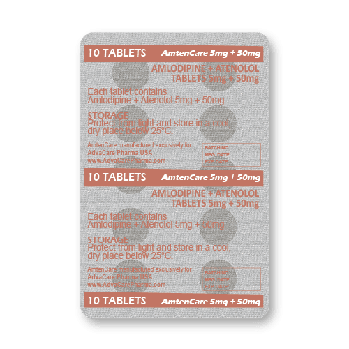Amlodipine + Atenolol Tablets (blister of 10 tablets)