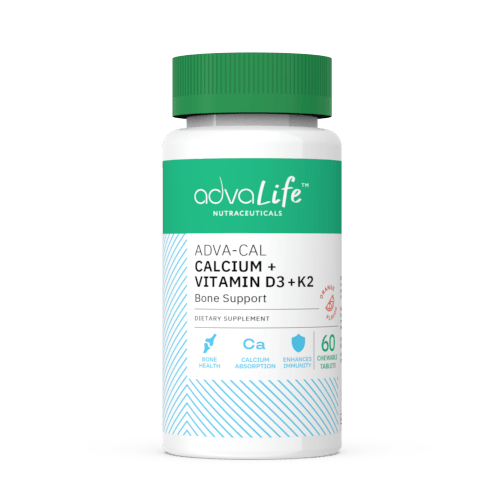 Calcium + D3 + K2 Vitamin Tablets (bottle of 60 chewable tablets)