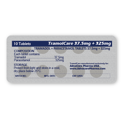 Tramadol + Paracetamol Tablets (blister of 10 tablets)