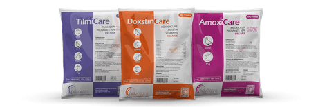 Premezclas veterinarias terapéuticas y dietéticas disponibles en sobres y bolsas.