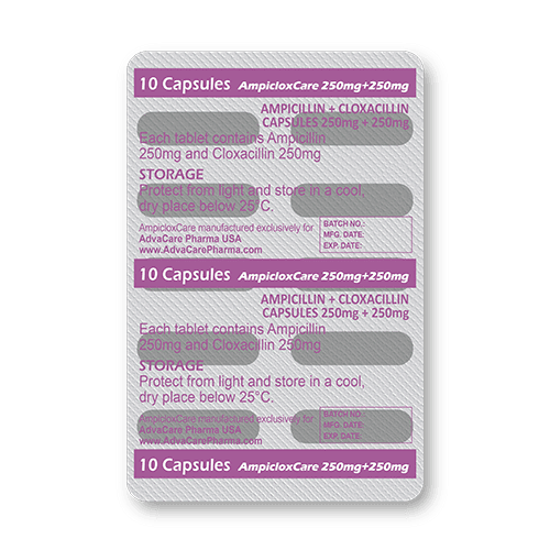 Capsules d'Ampicilline + Cloxacilline (blister de 10 capsules)