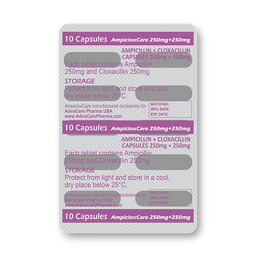 Ampicilline + Cloxacilline Capsules (blister de 10 capsules)