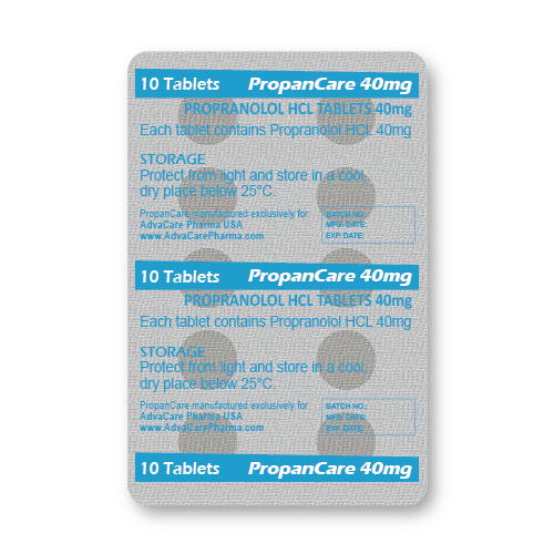 Propranolol HCL Tablets (blister of 10 tablets)