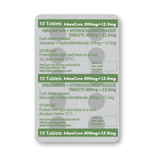 Comprimés d'Irbésartan + Hydrochlorothiazide (blister de 10 comprimés)