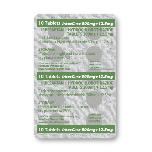 Comprimés d'Irbésartan + Hydrochlorothiazide (blister de 10 comprimés)