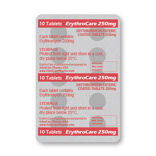 Comprimés Entériques d'Érythromycine (blister de 10 comprimés)