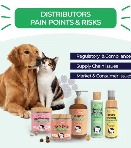 Produits de compléments pour animaux et avantages clés pour les distributeurs incluant croissance et confiance.