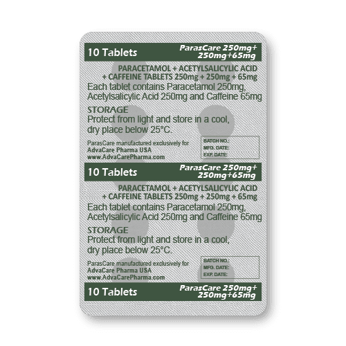 Paracetamol + Acetylsalicylic Acid + Caffeine Tablets (blister of 10 tablets)