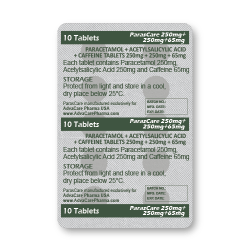 Paracetamol + Acetylsalicylic Acid + Caffeine Tablets (blister of 10 tablets)