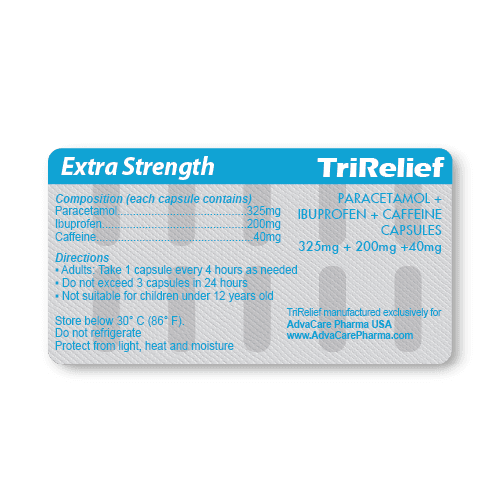 Capsules de Paracétamol + Ibuprofène + Caféine (blister de 10 capsules)