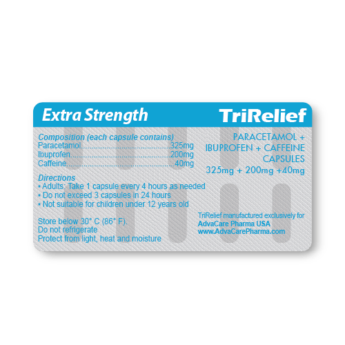Capsules de Paracétamol + Ibuprofène + Caféine (blister de 10 capsules)