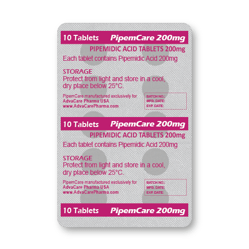Pipemidic Acid Tablets (blister of 10 tablets)
