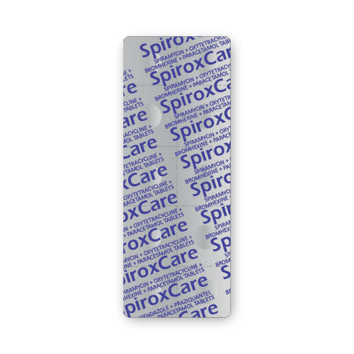 Comprimidos de Espiramicina + Oxitetraciclina + Bromhexina + Paracetamol (blíster de 10 comprimidos)