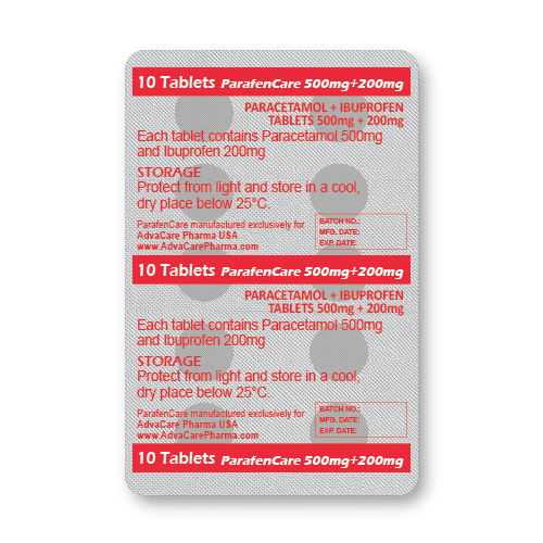 Paracetamol + Ibuprofen Tablets (blister of 10 tablets)